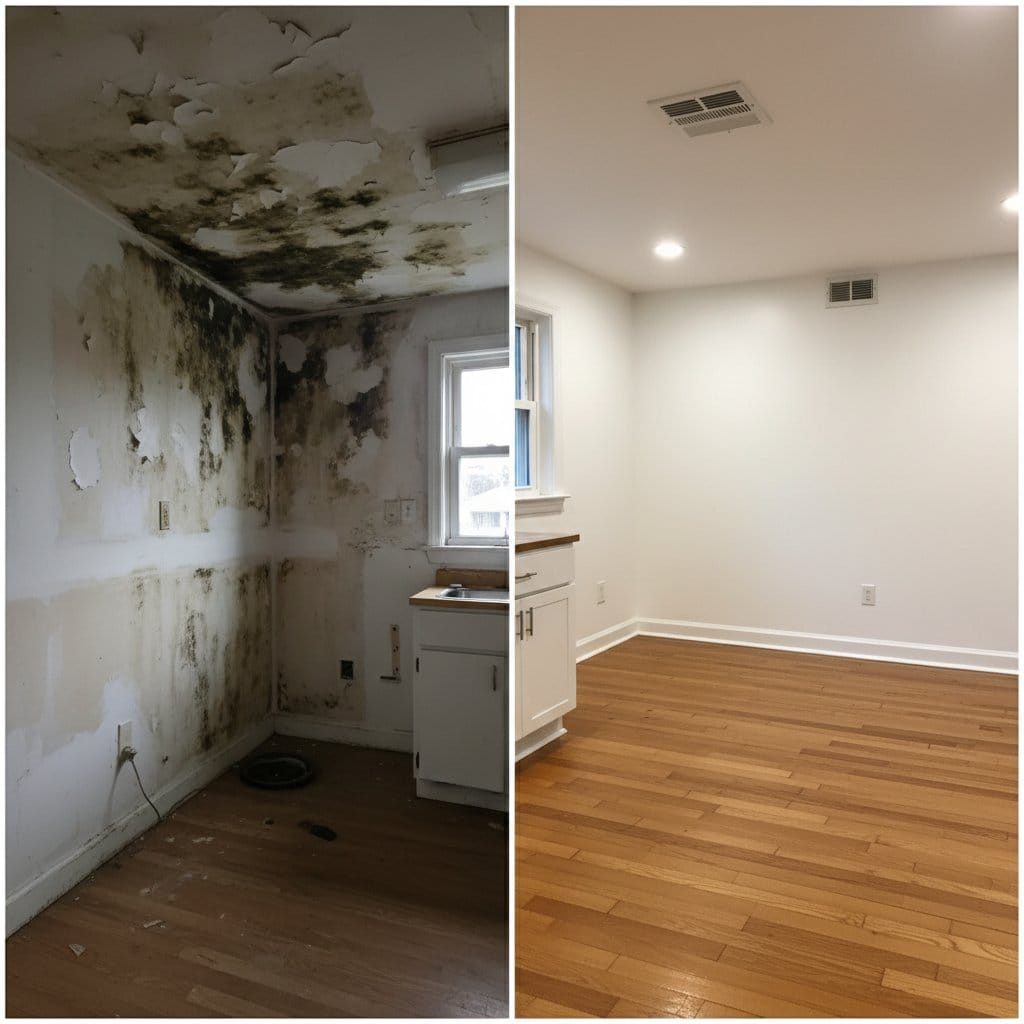 Basement & Foundation Mold Removal restoration — home kitchen of two-story residence in Tenafly, NJ