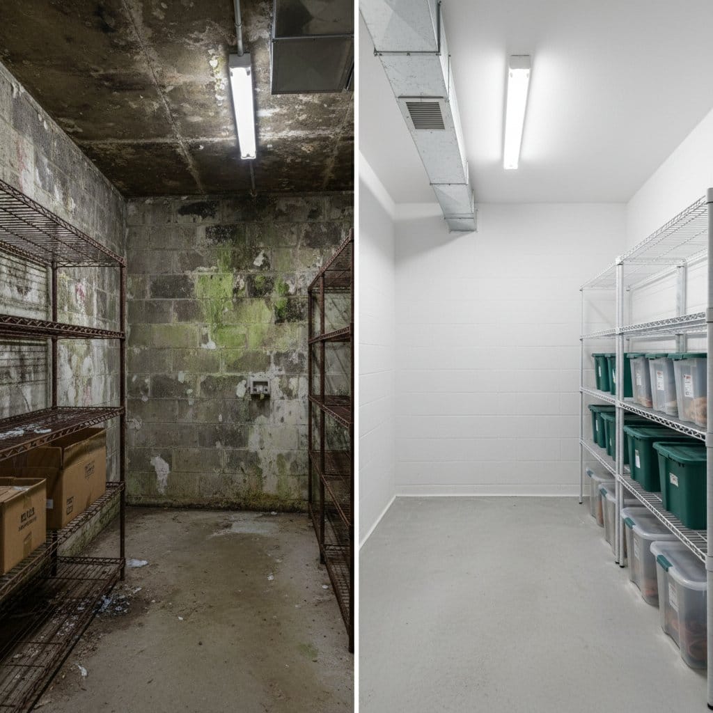 Humidity & Moisture Control Solution restoration — utility room of private residence in Tenafly, NJ